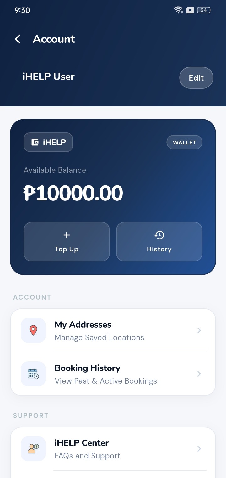 iHELP screen
